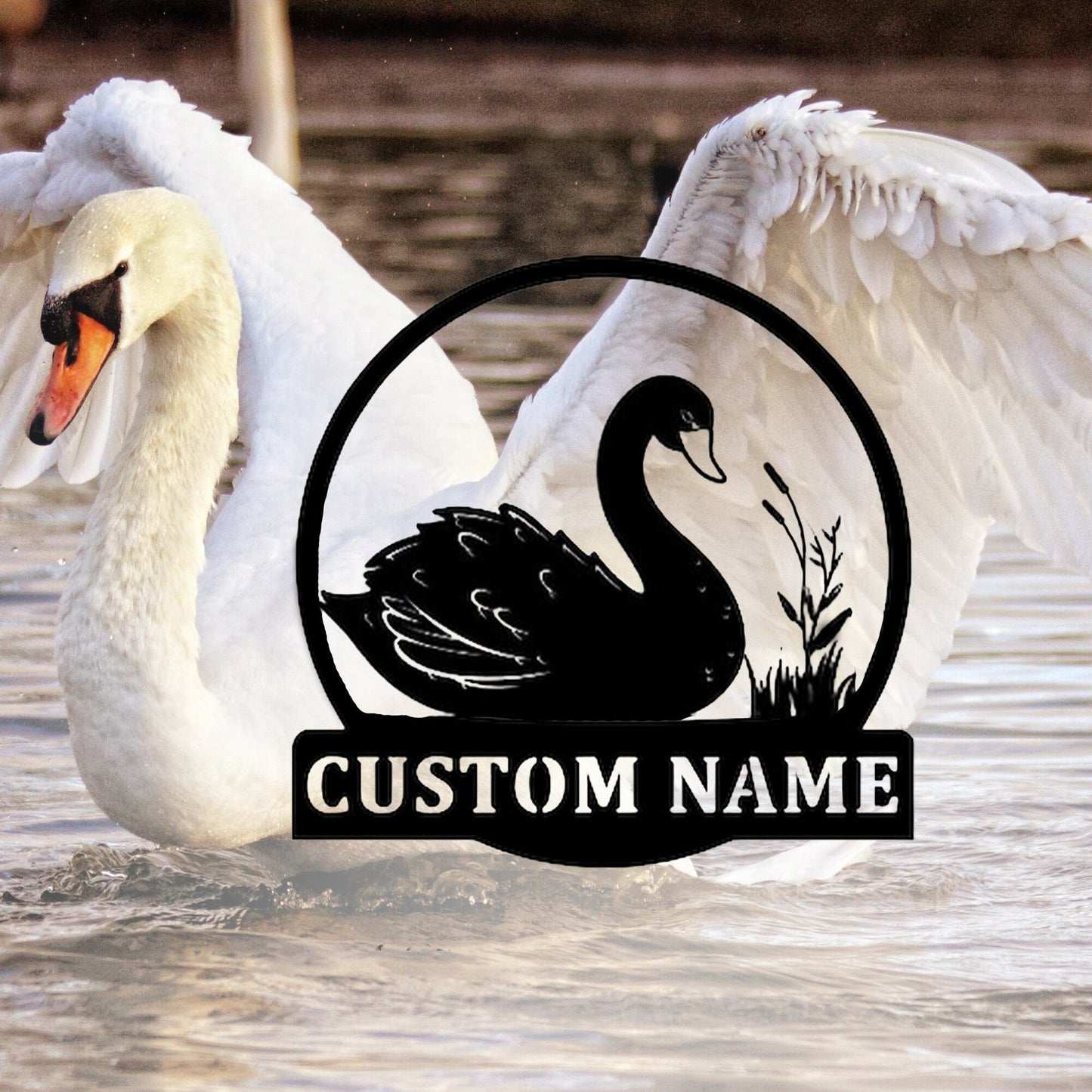 Personalized Swan Name Metal Sign, Beautiful Swan Name Sign, Swan Lover Decoration, Swan Sign, Swan Gift, Housewarming