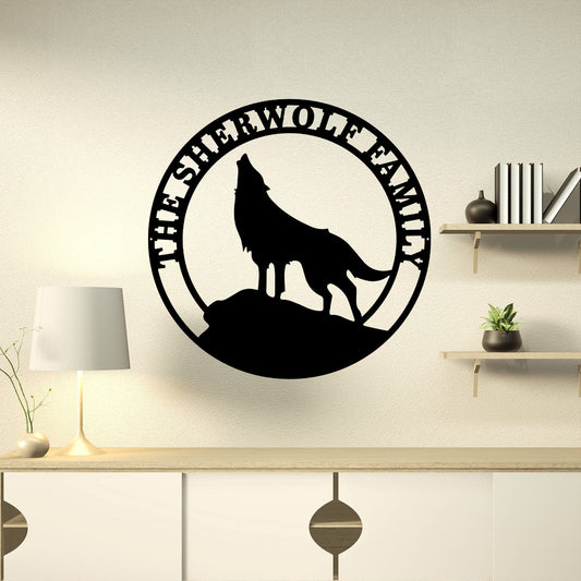 Personalized Wolf Howling Metal Sign, Custom Wolf Sign, Wolf Gift , Custom Metal Name Wolf Sign, Wolf Lover, Wolf Pack, Wolf Gift