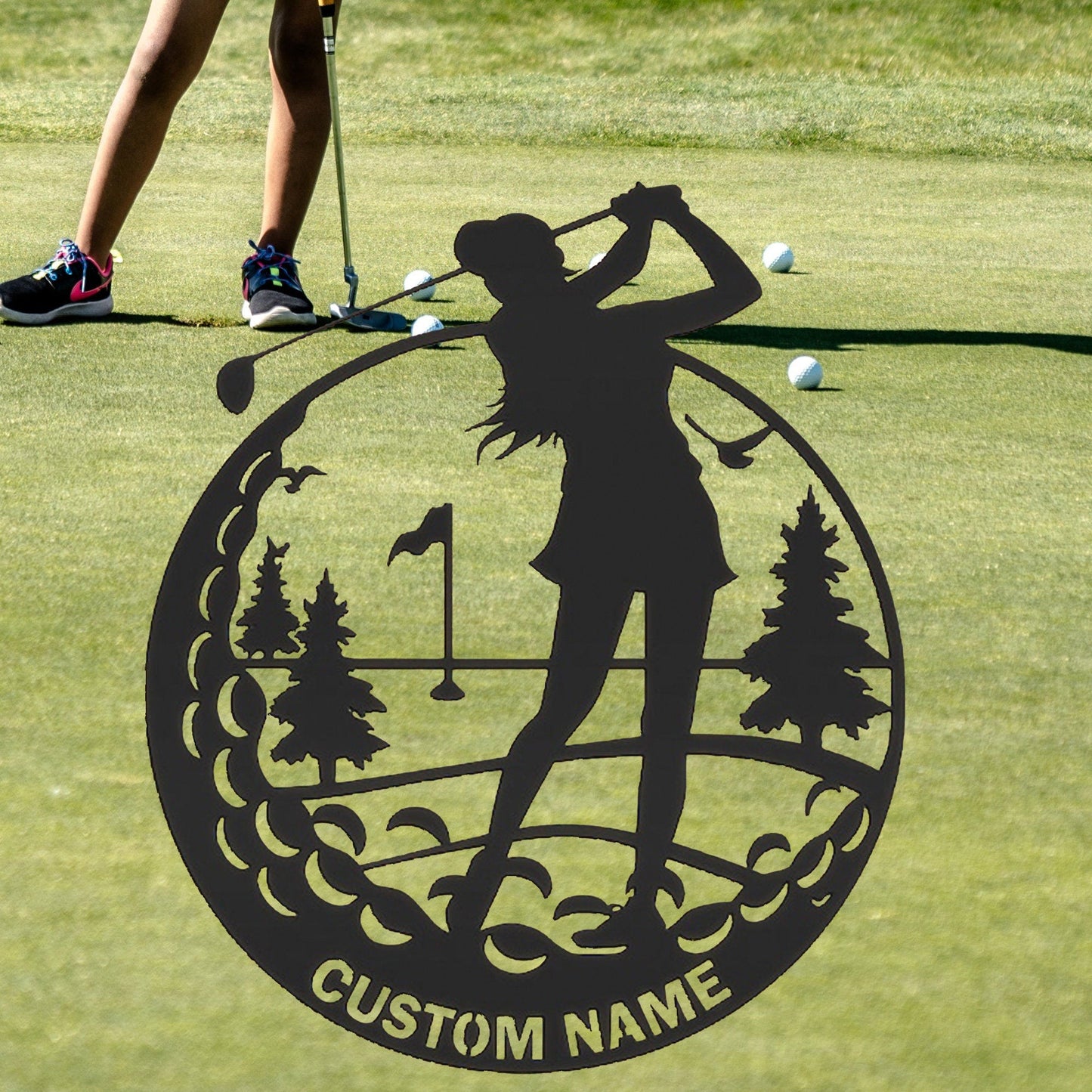 Personalized Golf Outdoor Sign, Female Golfer Women's Golf Metal Sign, Golfer Name Sign Home Decor, Golf Gifts for Women