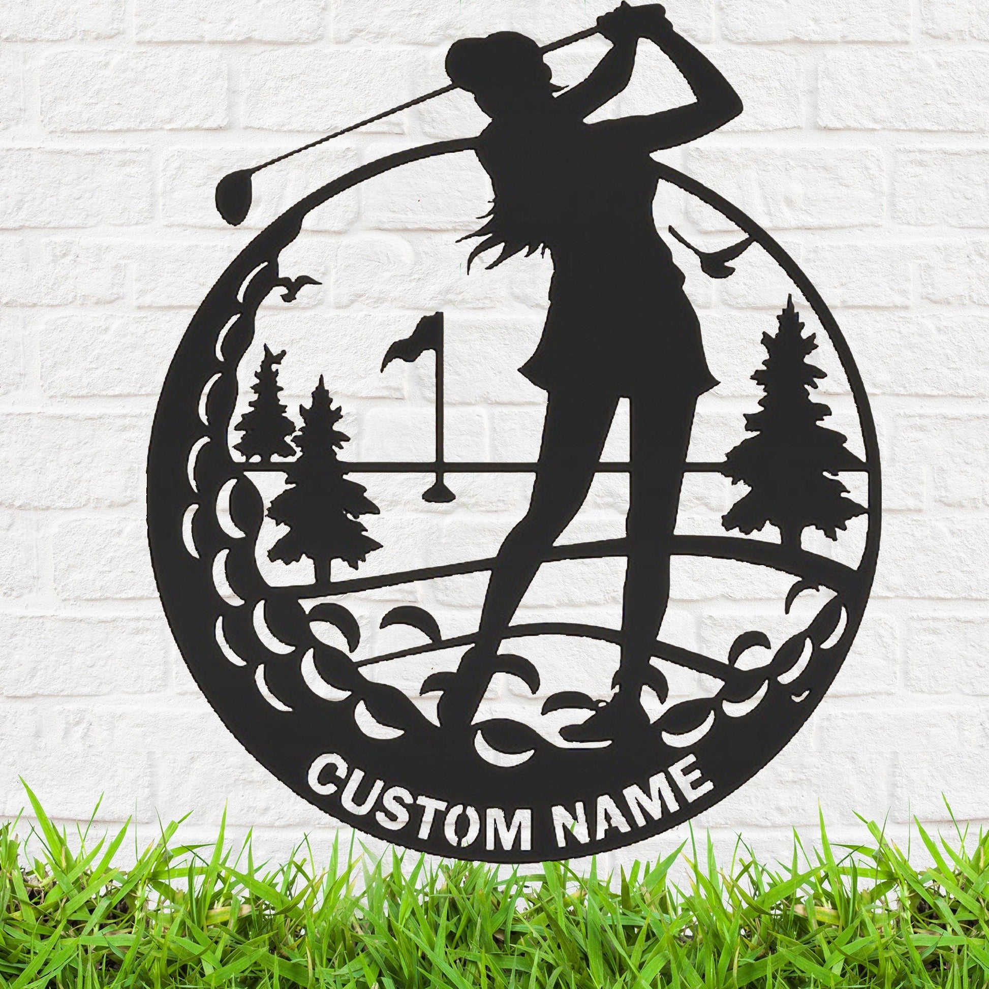 Personalized Golf Outdoor Sign, Female Golfer Women's Golf Metal Sign, Golfer Name Sign Home Decor, Golf Gifts for Women