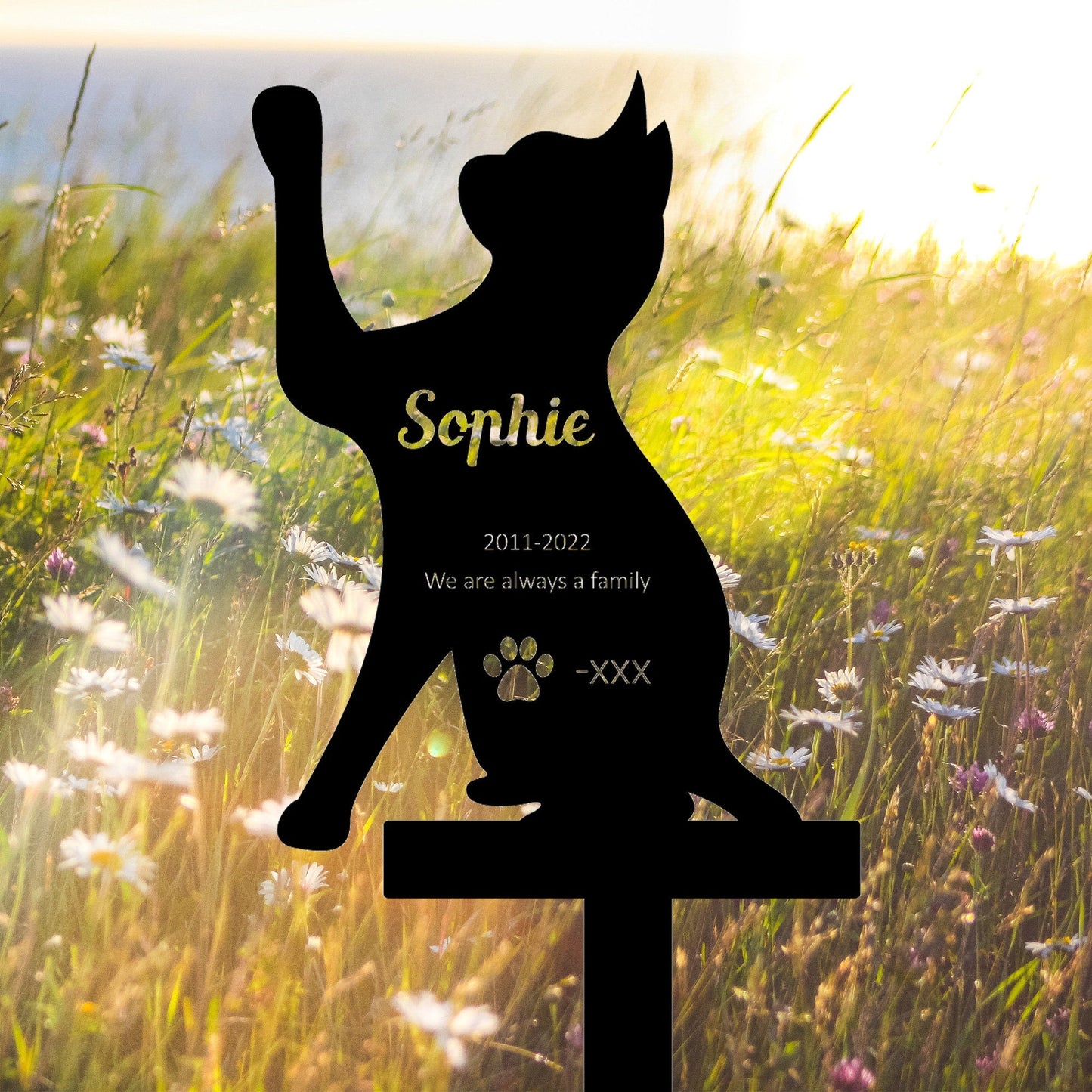 Custom Cat Garden Stakes, Metal Cat Markers, Garden Name Stakes, Memorial Garden Tombstones, Metal Signs, Metal Yard Art, Garden Signs