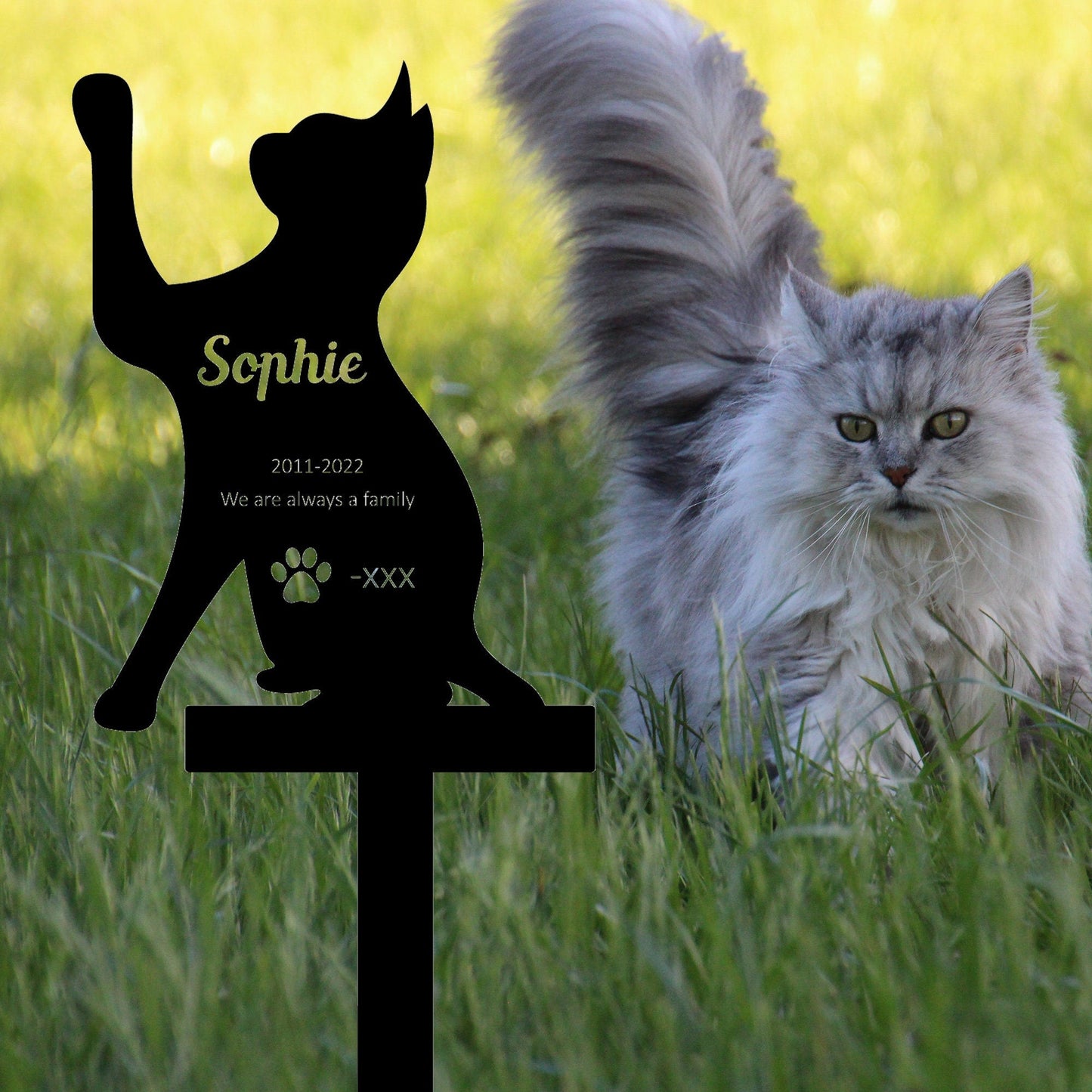 Custom Cat Garden Stakes, Metal Cat Markers, Garden Name Stakes, Memorial Garden Tombstones, Metal Signs, Metal Yard Art, Garden Signs