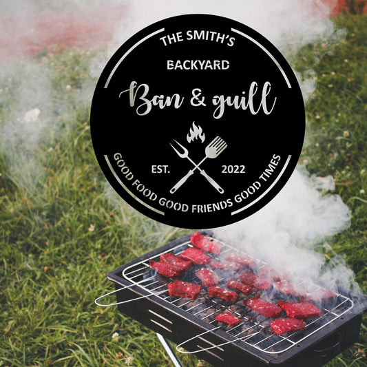 Custom Name Metal Outdoor Decorations, BBQ Signs, Metal Wall Art, Metal Decorations, Outdoor Door Hangings, Home Decorations