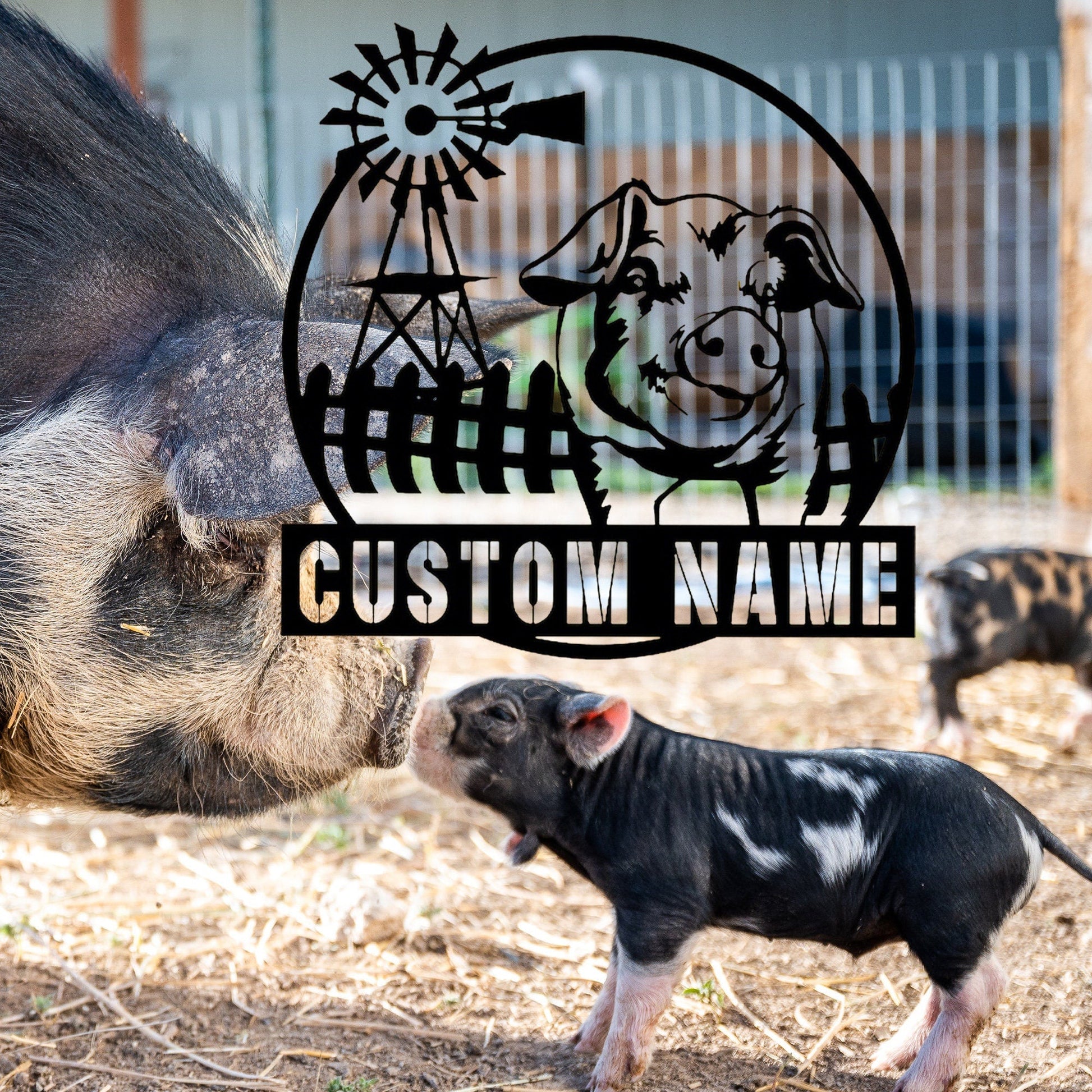 Personalized Pig Farmhouse Metal Wall Sign, Personalized Pig Farm Name Sign, Personalized Pig Metal Sign, Bbq Pig Metal Sign