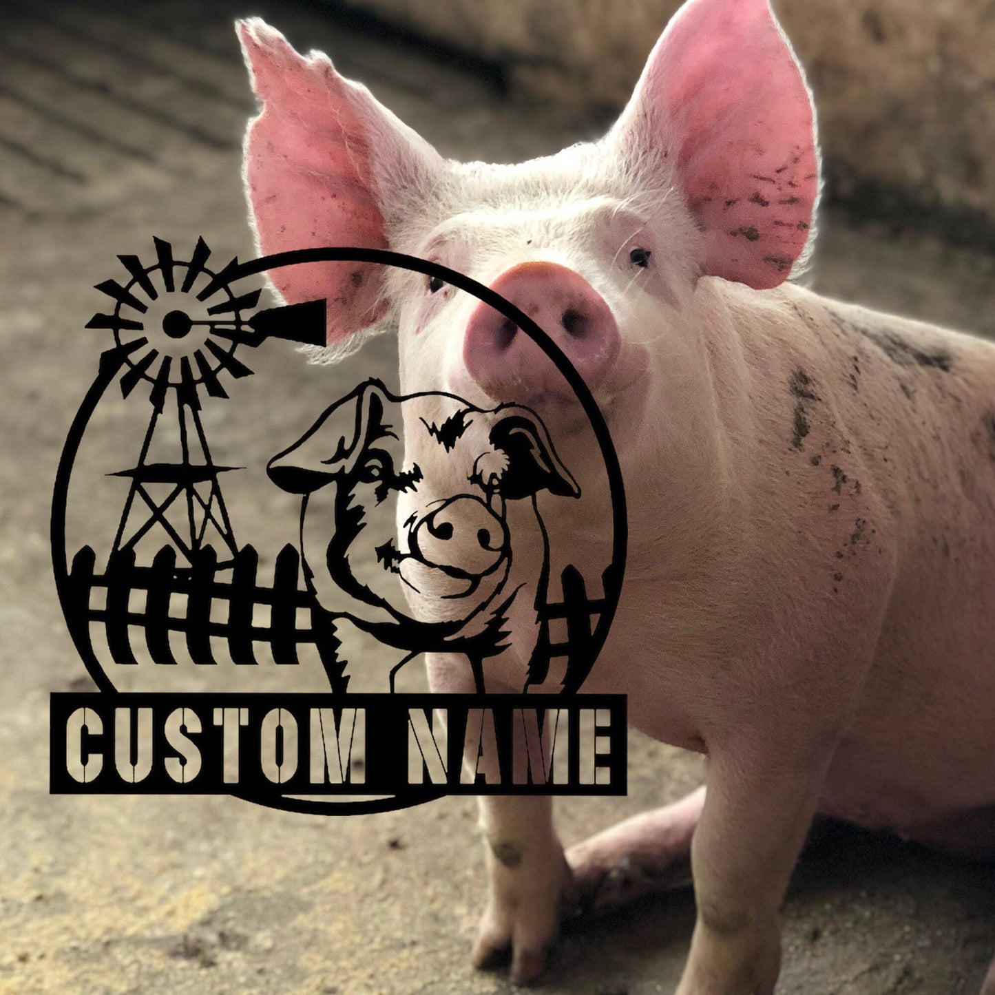 Personalized Pig Farmhouse Metal Wall Sign, Personalized Pig Farm Name Sign, Personalized Pig Metal Sign, Bbq Pig Metal Sign