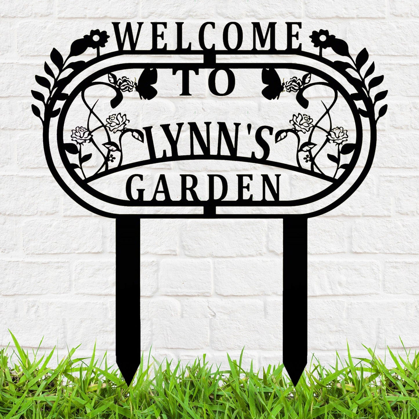 Personalized Welcome To Whose Garden Stake Metal Sign, Garden Decoration Metal Sign, Custom Steel Flower Bed Decoration