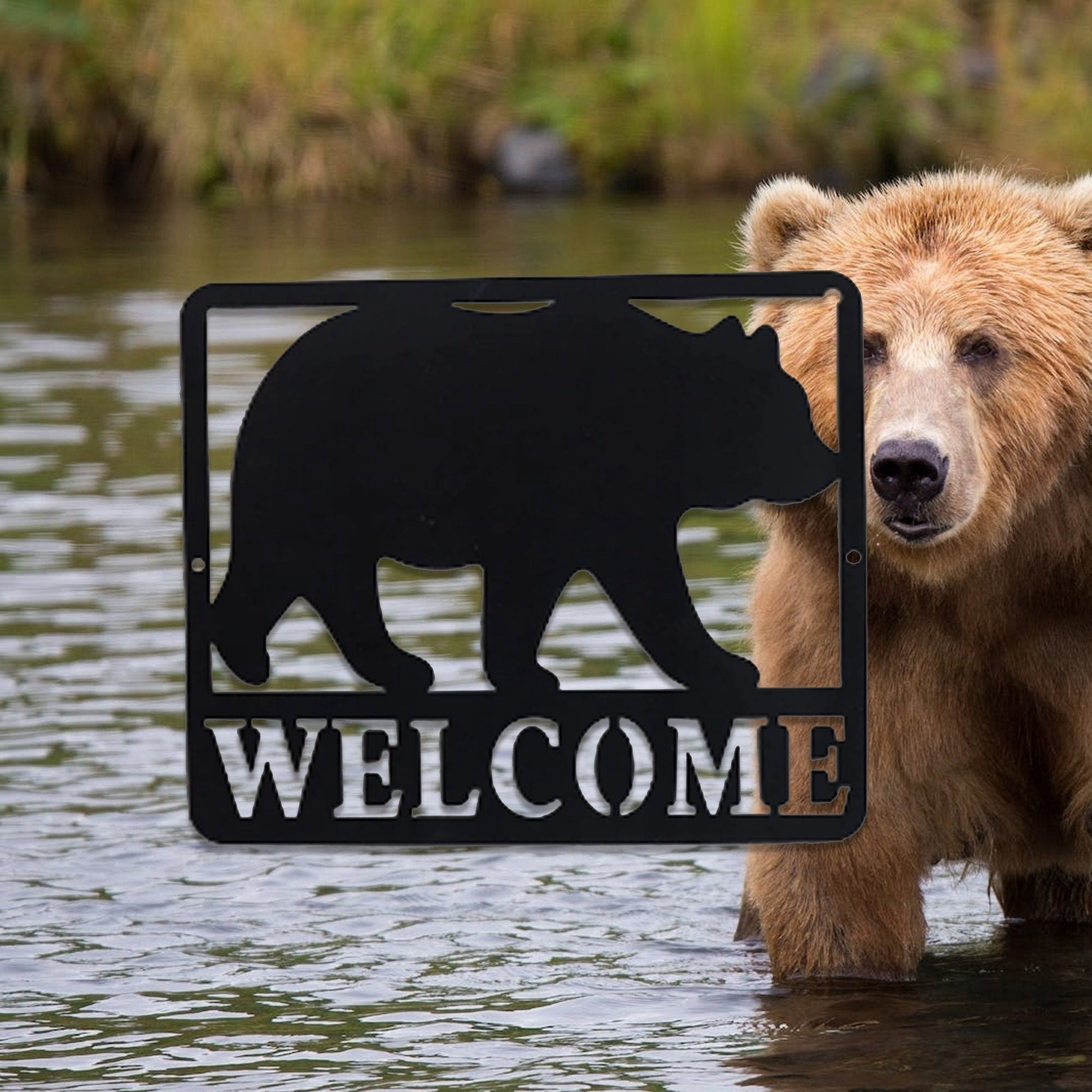 Personalized Bear Metal Sign NEW / Great Outdoor / Family Name Black Bear Sign / Yard Welcome Decorative Sign / LED Sign/Home wall decor