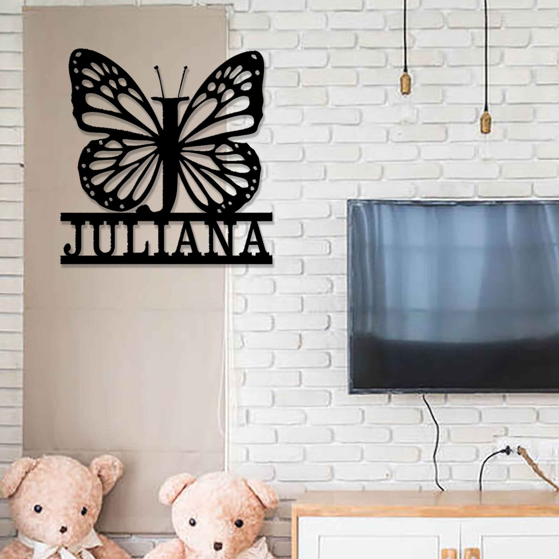 Butterfly Metal Wall Art, Butterfly Home Decor, Metal Living Room Decor,Outdoor Porch Decor,Customized Monograms Sign The Family Name Sign