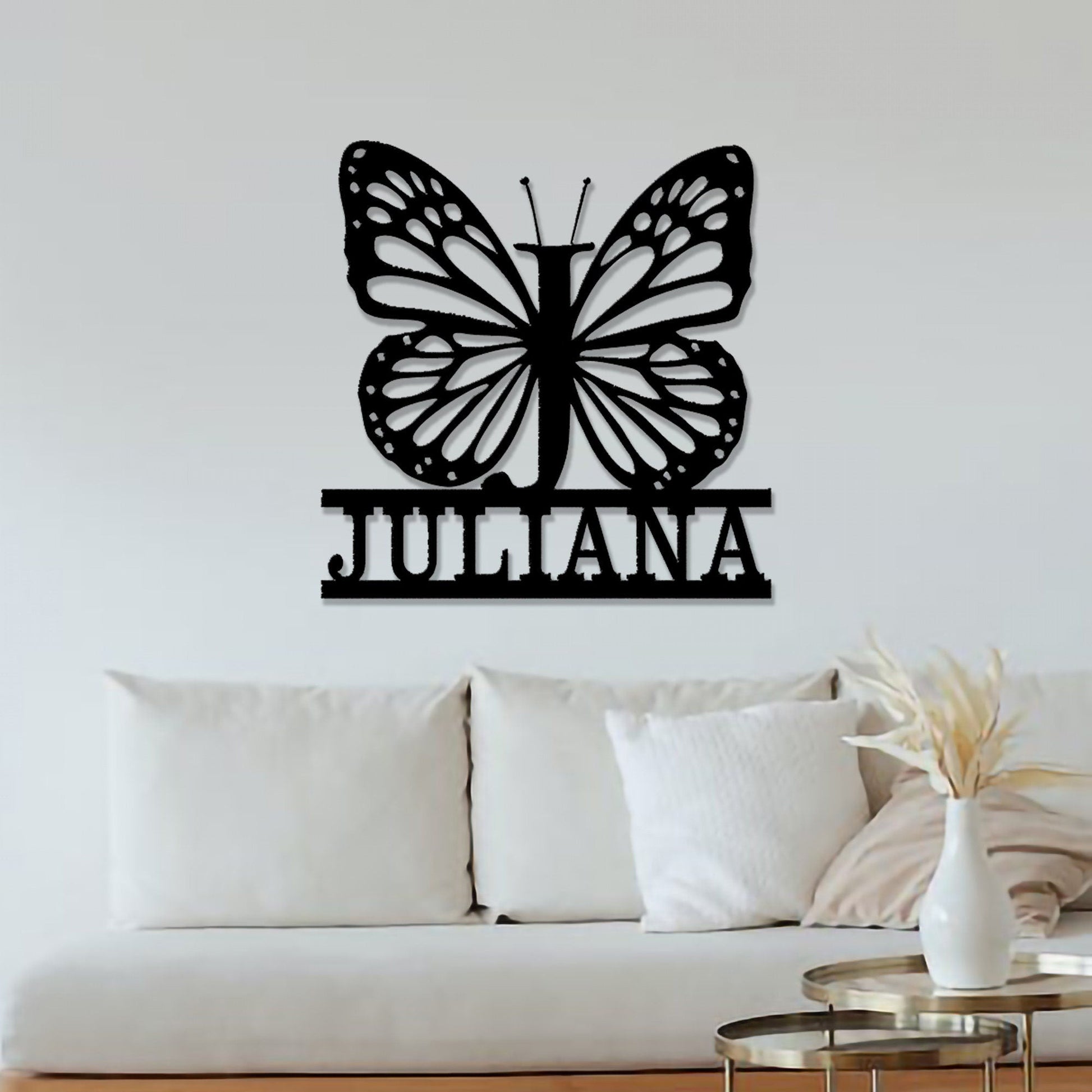 Butterfly Metal Wall Art, Butterfly Home Decor, Metal Living Room Decor,Outdoor Porch Decor,Customized Monograms Sign The Family Name Sign