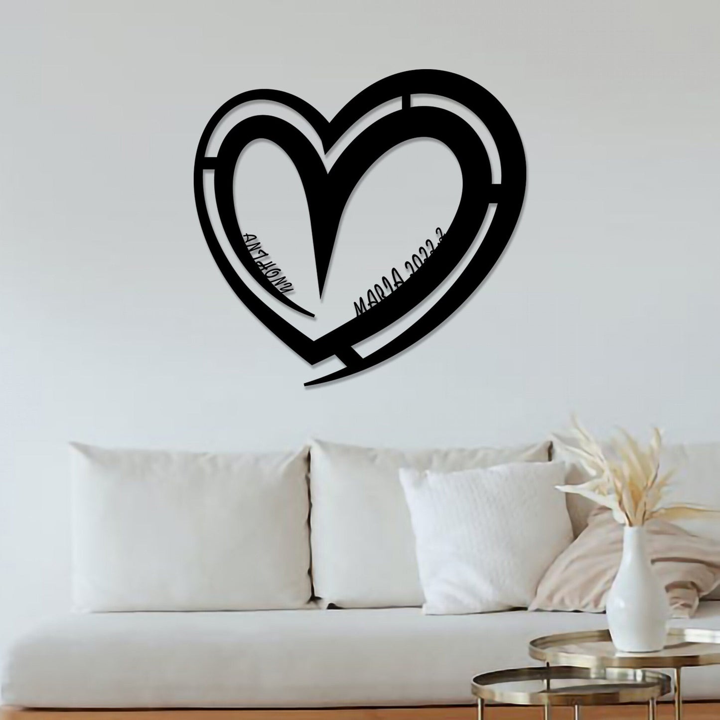 Personalized heart-shaped metal wall decor/infinity double heart steel wall decor/unique love wall sign/custom family name sign/LED sign