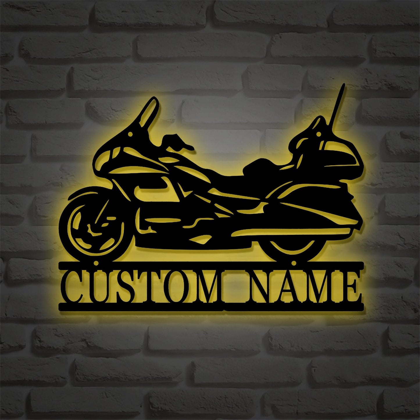 Personalized Motorcycle Metal Wall Art, Customized Metal Name Sign, Gifts for Motorcycle Lovers, Indoor and Outdoor Wall Decor, LED Light Signs