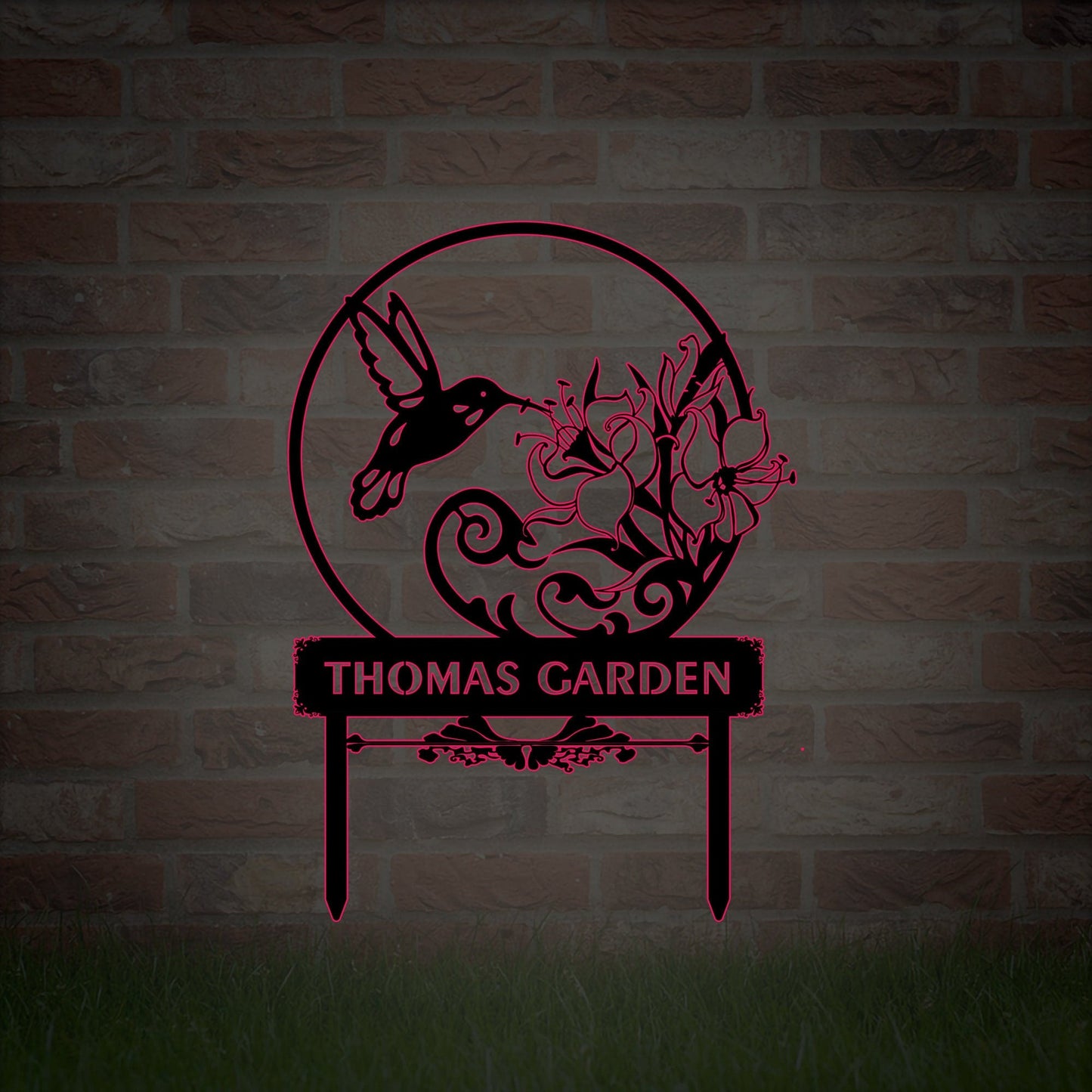 Personalized garden yard metal sign, hand customized garden sign, simple and fresh garden decoration, farmer gardener gift, LED light sign