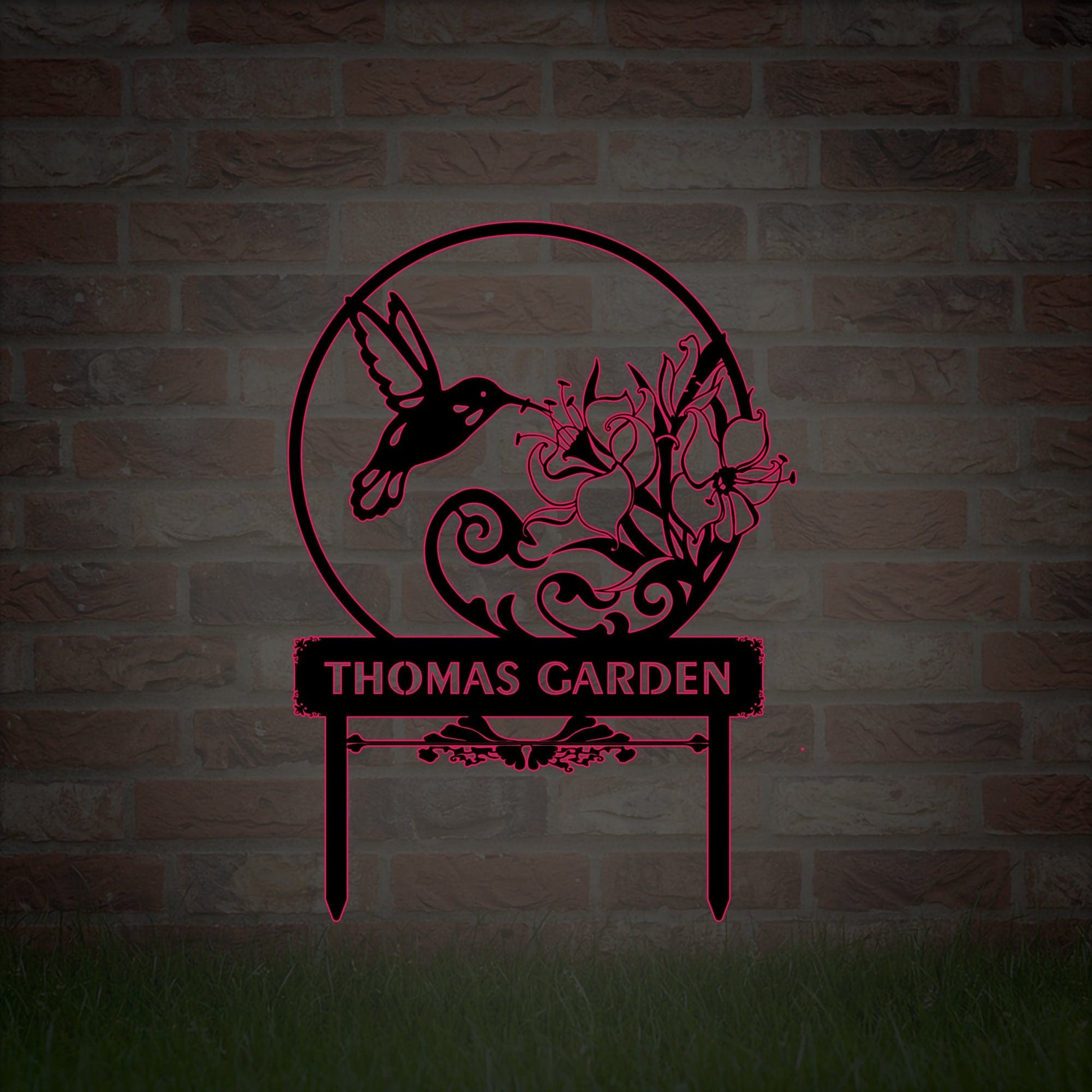 Personalized garden yard metal sign, hand customized garden sign, simple and fresh garden decoration, farmer gardener gift, LED light sign