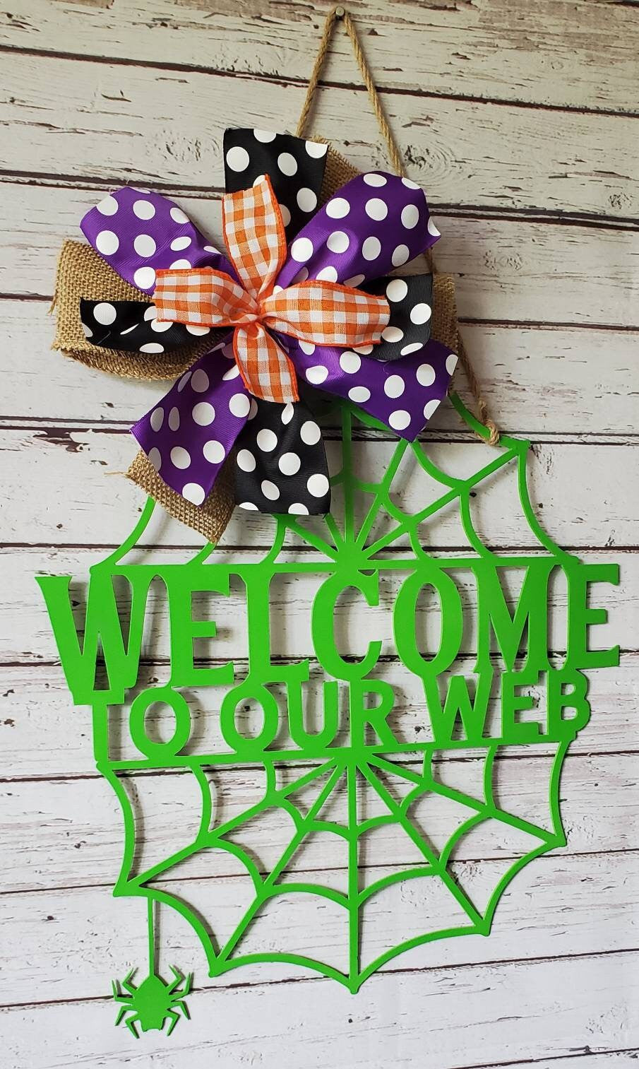 Welcome To Our Web Metal Door Hanger, Halloween Door Hanger, Spider Web Garden Flag, Halloween Garden Flag, Halloween Decorations, Halloween