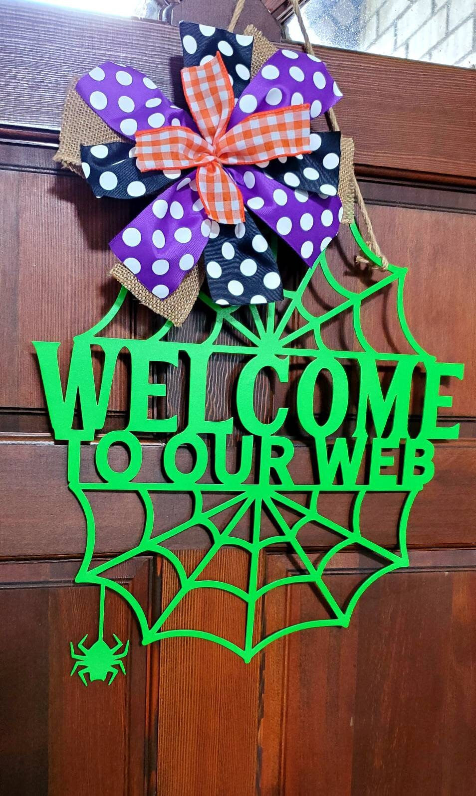 Welcome To Our Web Metal Door Hanger, Halloween Door Hanger, Spider Web Garden Flag, Halloween Garden Flag, Halloween Decorations, Halloween