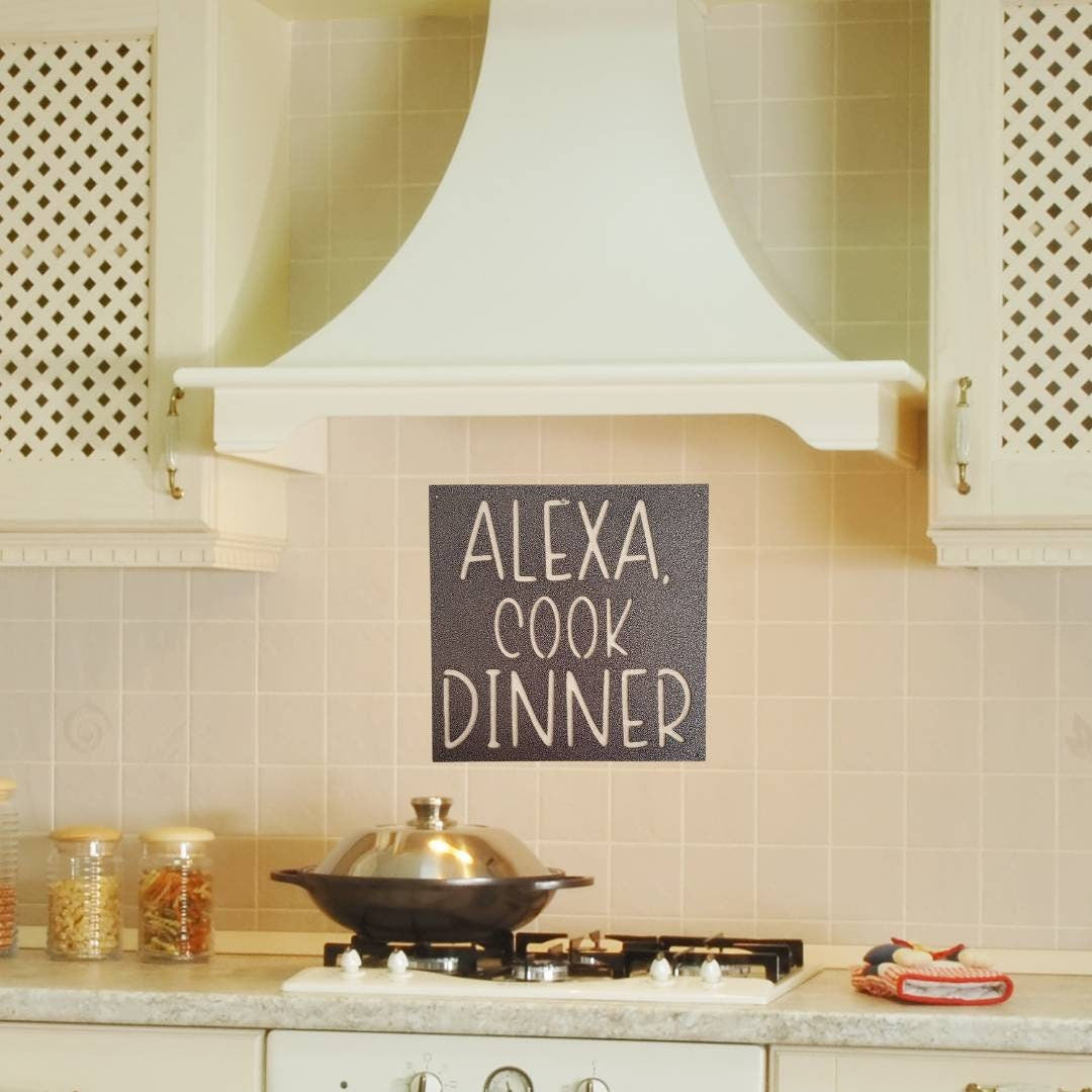 Alexa Cook Dinner Metal Sign, Kitchen Wall Decor, Kitchen Decor, Pantry Sign, Dining Room Sign, Metal Sign, Metal Words, Cooking Sign