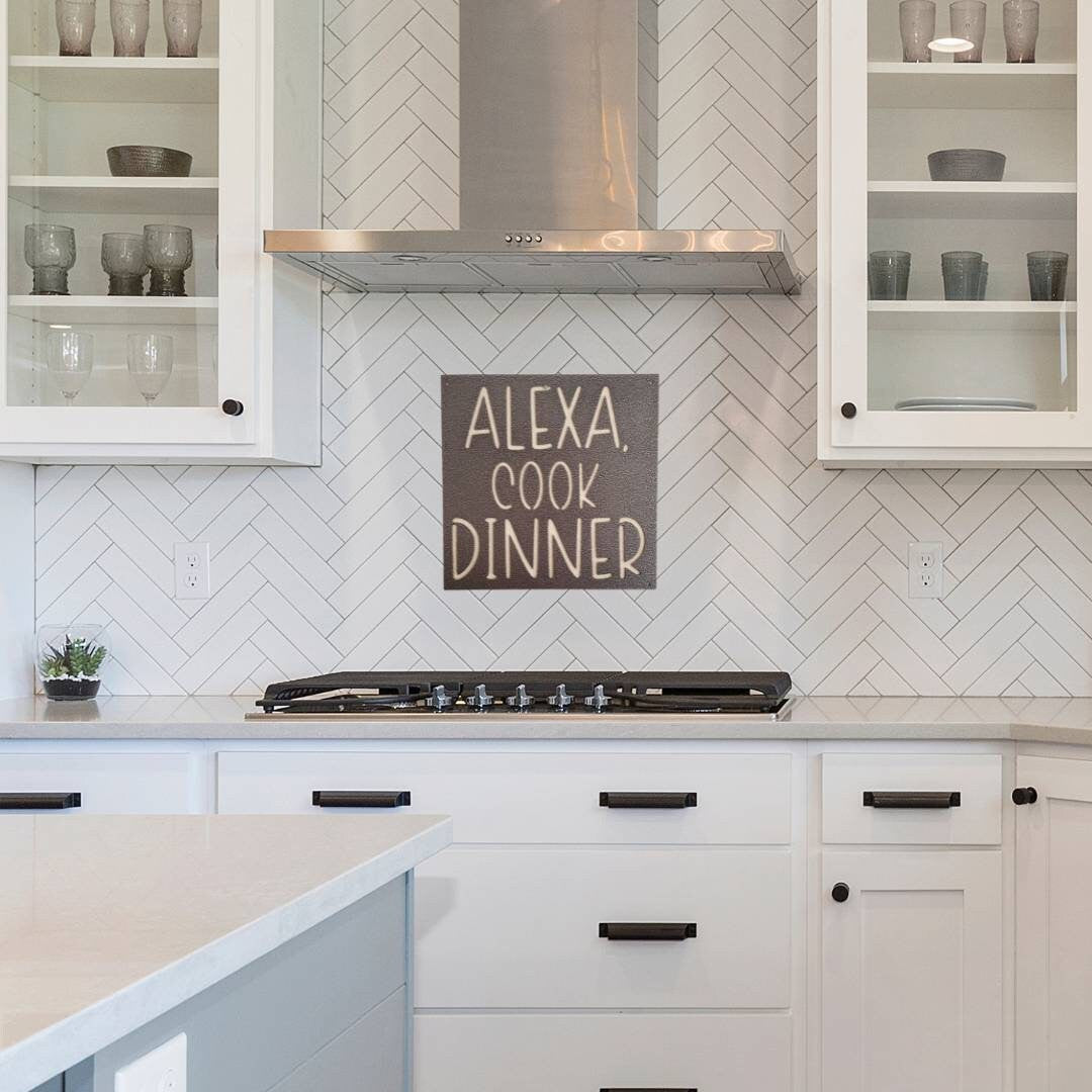 Alexa Cook Dinner Metal Sign, Kitchen Wall Decor, Kitchen Decor, Pantry Sign, Dining Room Sign, Metal Sign, Metal Words, Cooking Sign