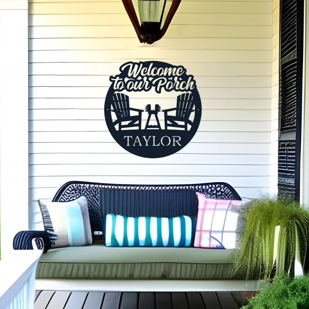 Personalized Metal Welcome to Our Porch, Personalized Outdoor Sign, Personalized Porch Sign, Welcome Sign, Family Sign, Last Name Sign