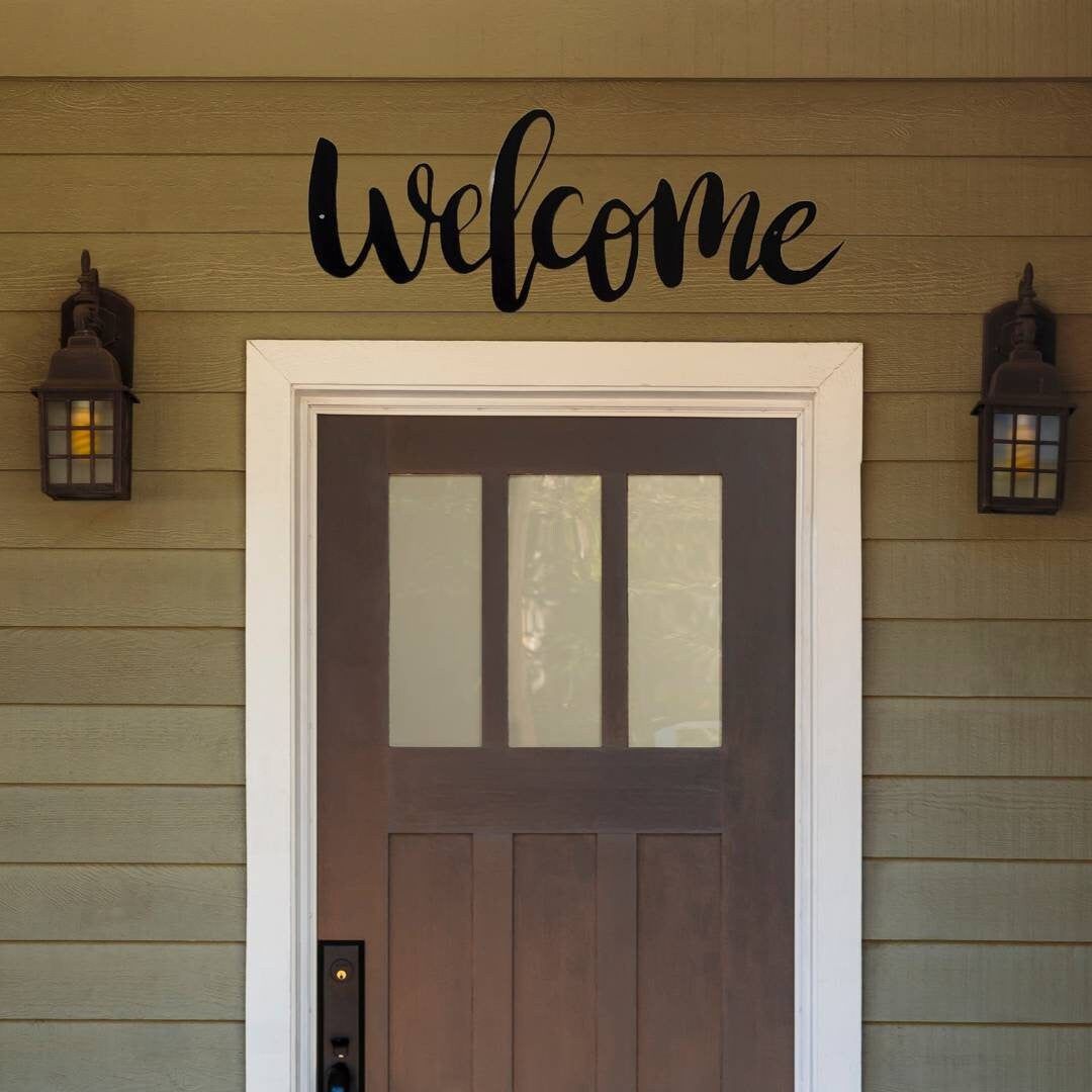 Welcome Metal Sign, Welcome Sign, Farmhouse Welcome Sign, Entryway Sign, Metal Welcome Sign, Outdoor Sign, Welcome Word Sign, Welcome Script