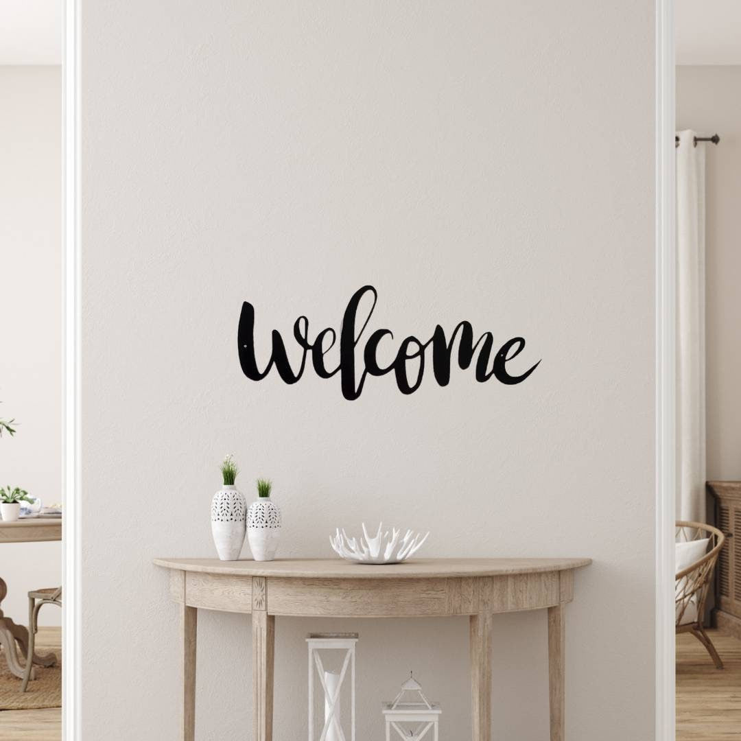 Welcome Metal Sign, Welcome Sign, Farmhouse Welcome Sign, Entryway Sign, Metal Welcome Sign, Outdoor Sign, Welcome Word Sign, Welcome Script