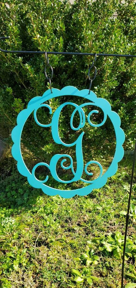 Scalloped Initial Metal Garden Flag, Monogram Metal Garden Flag, Garden Flag, Metal Garden Flag, Metal Yard Art, Garden Decor, Initial Sign