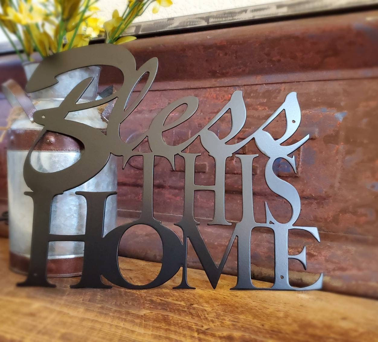 Bless This Home Metal Sign, Metal Wall Decor,Entry Way Decor,Bless Home,Home,Wall Hanging,Housewarming gift,Entry Way,Home Decor