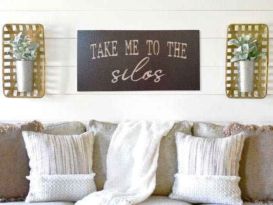 Take Me To The Silos Metal Wall Decor, Take Me To The Silos Signs, Farmhouse Decor, Living Room Decor, Entryway Decor, Metal Signs