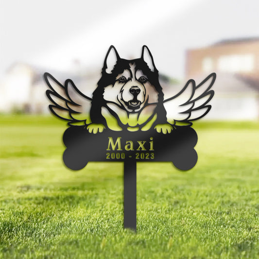 Personalized Husky Dog Memorial Stake, Metal Stake, Sympathy Sign, Pet Grave Marker, Remembrance Stake