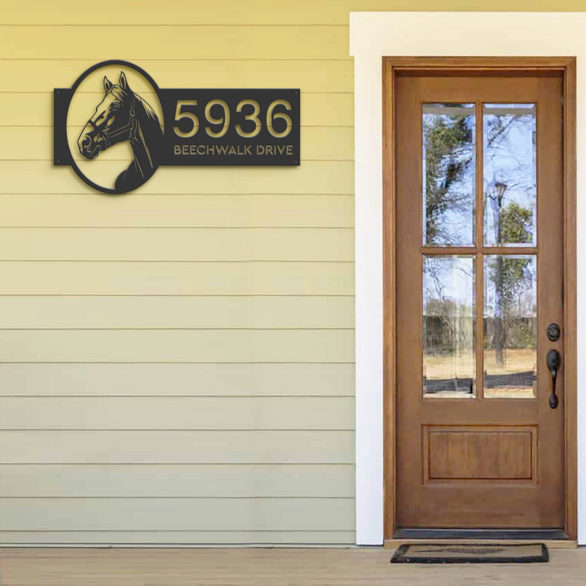 Personalized Horse head farm animal ranch Metal Address Sign House number| Hanging Address Plaque | Yard Sign, Outdoor Sign | Garden Stake