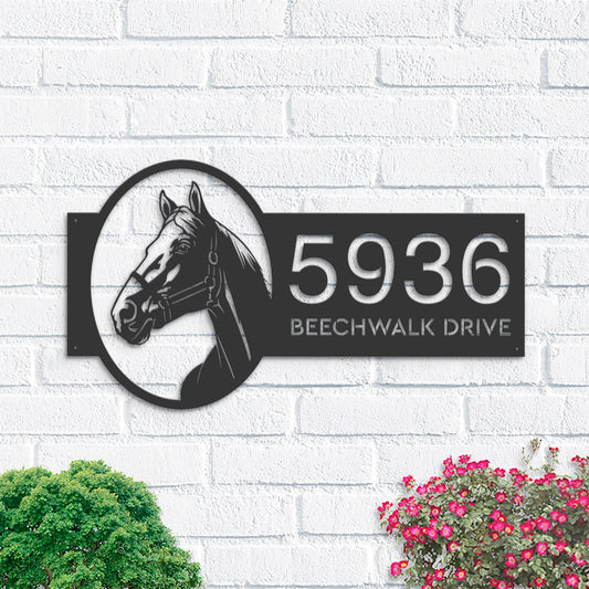 Personalized Horse head farm animal ranch Metal Address Sign House number| Hanging Address Plaque | Yard Sign, Outdoor Sign | Garden Stake