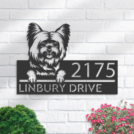 Personalized Yorkshire Terrier dog, Puppy Metal Address Sign House number Hanging Address Plaque Yard Sign Outdoor decor Garden Stake