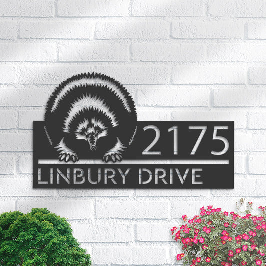 Personalized Peeking Echidna Metal Address Sign With LED lights House number Hanging Address Plaque Yard Sign Outdoor Garden Stake