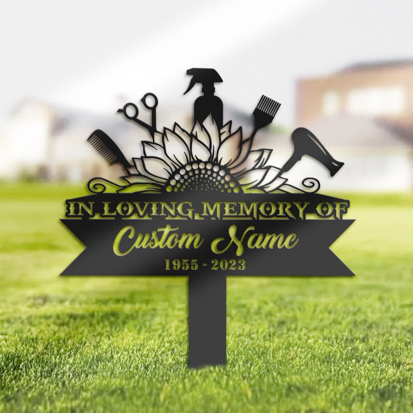 Personalized Hair stylist hair dresser Memorial Stake, Metal Stake, Sympathy Sign, Grave Marker, Remembrance Stake