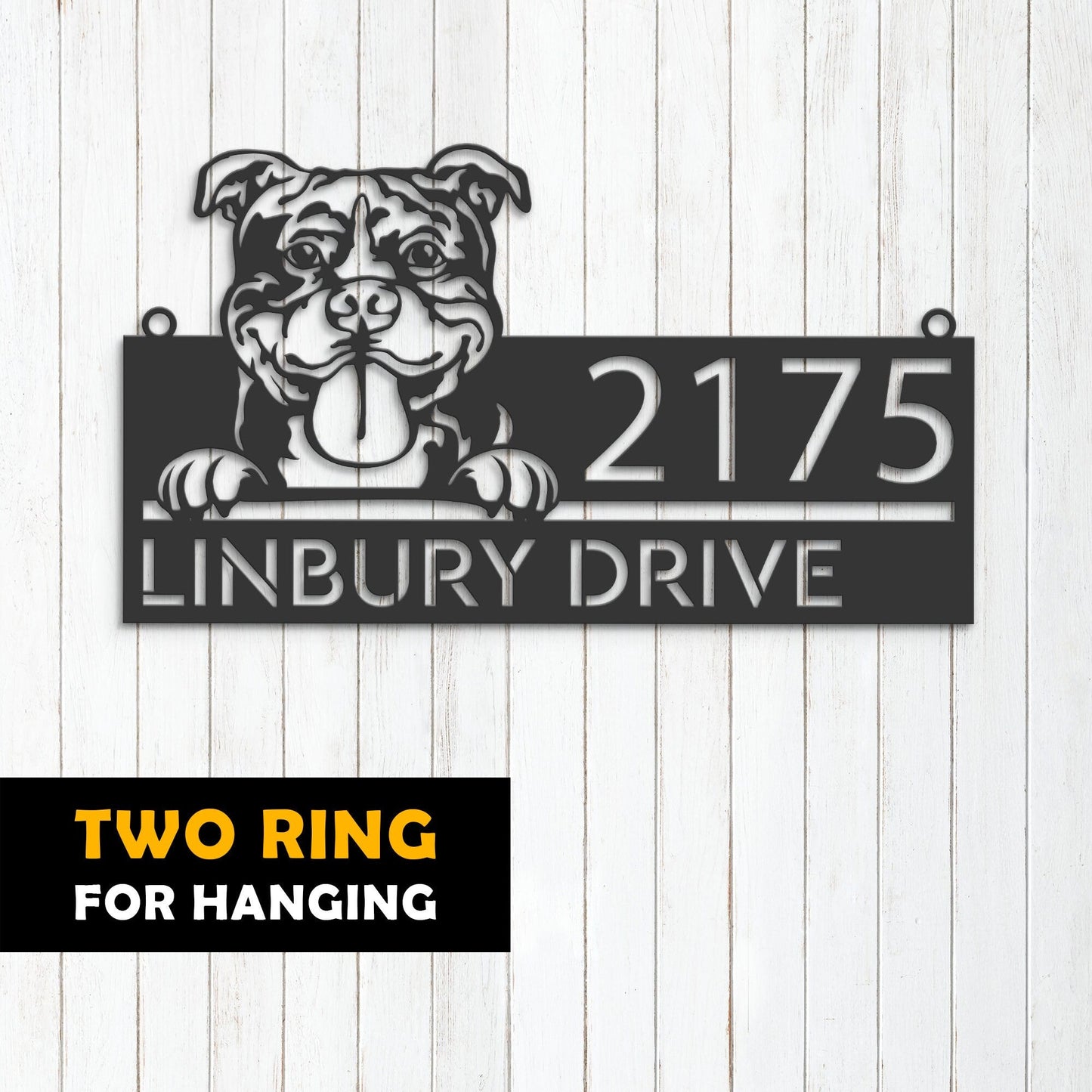 Personalized American Bully dog, cute puppy Metal Address Sign House number Hanging Address Plaque Yard Sign Outdoor decor Garden Stake