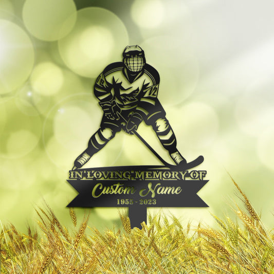 Personalized Hockey player Memorial Stake, Metal Stake, Sympathy Sign, Grave Marker, Remembrance Stake