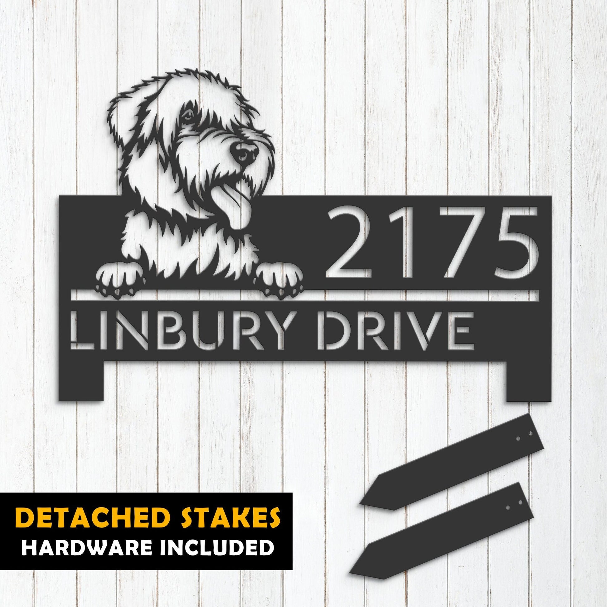 Personalized Wheaten Terrier dog, Puppy Metal Address Sign House number Hanging Address Plaque Yard Sign Outdoor decor Garden Stake