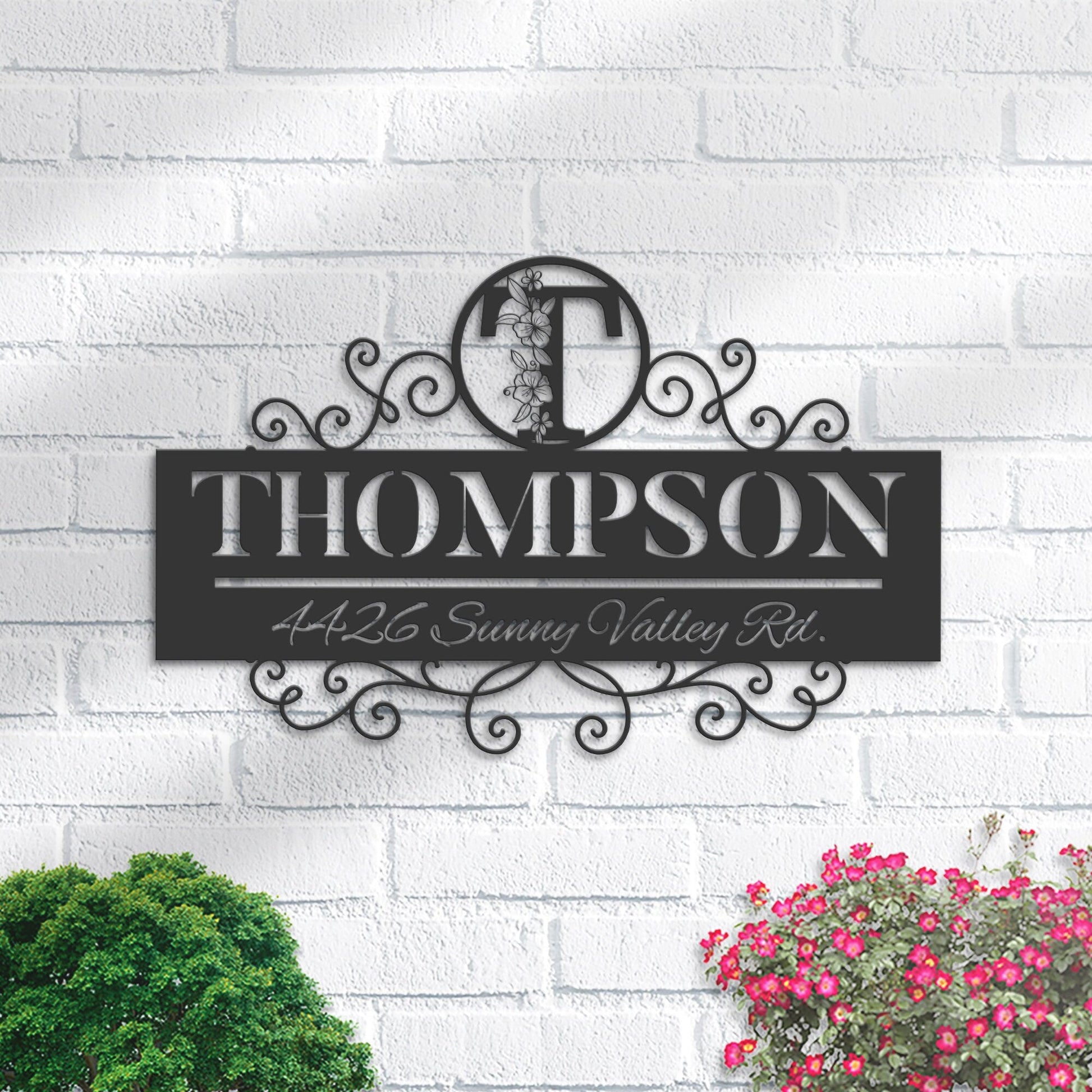 Personalized Monogram Letters family name Metal Address Sign House number Hanging Address Plaque Yard Sign Outdoor decor Garden Stake S10