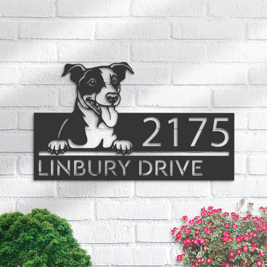 Personalized Jack Russell Terrier dog, Puppy Metal Address Sign House number Hanging Address Plaque Yard Sign Outdoor decor Garden Stake