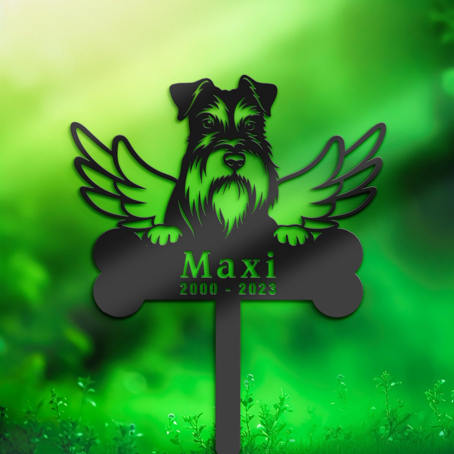 Personalized Miniature Schnauzer Dog Memorial Stake, Metal Stake, Sympathy Sign, Pet Grave Marker, Remembrance Stake