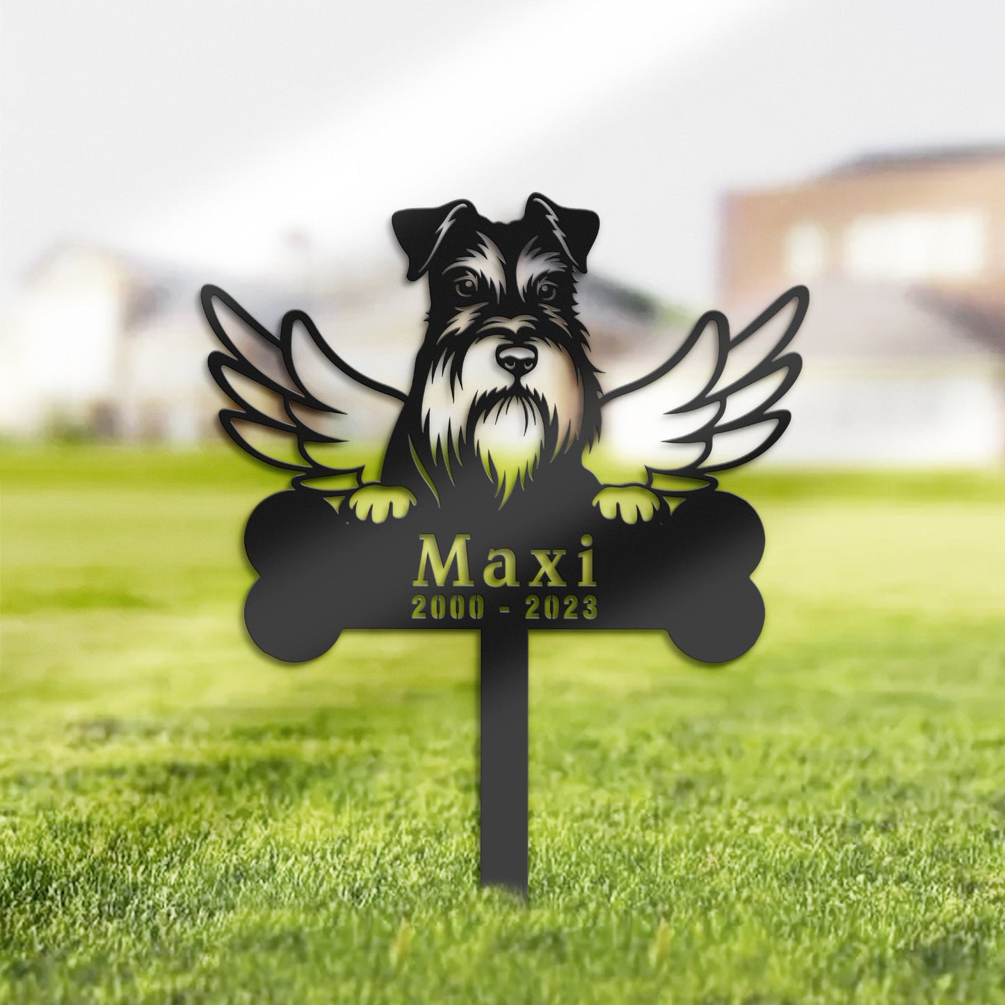 Personalized Miniature Schnauzer Dog Memorial Stake, Metal Stake, Sympathy Sign, Pet Grave Marker, Remembrance Stake