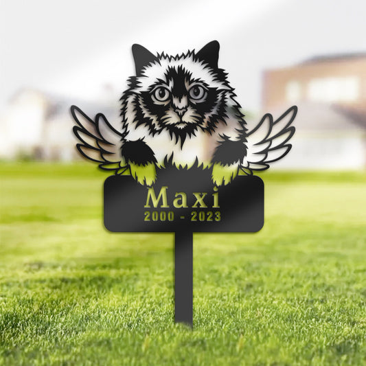 Personalized Holy Burma Cat Memorial Stake, Metal Stake, Sympathy Sign, Pet Grave Marker, Remembrance Stake