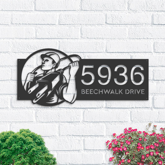 Personalized Electrician electrical engineer Metal Address Sign House number Hanging Address Plaque | Yard Sign, Outdoor Sign | Garden Stake