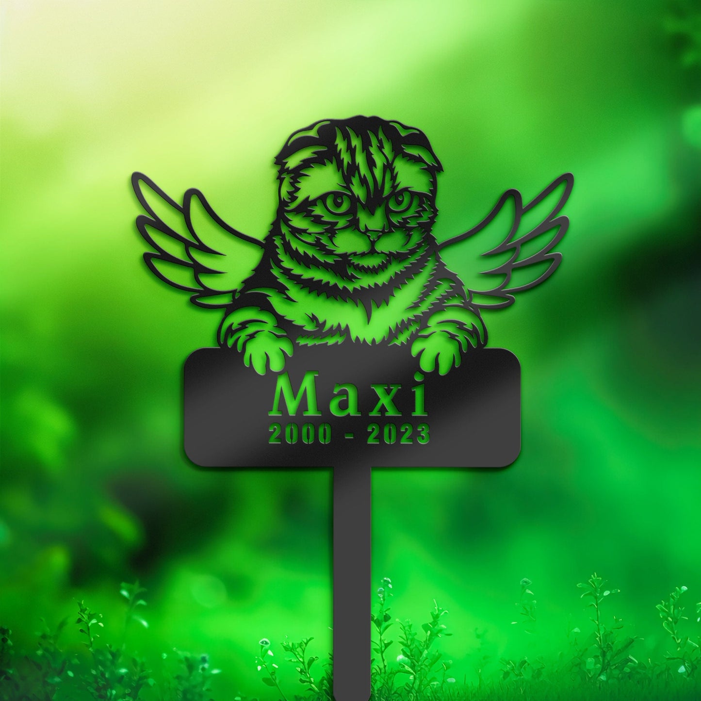 Personalized Scottish fold Cat Memorial Stake, Metal Stake, Sympathy Sign, Pet Grave Marker, Remembrance Stake