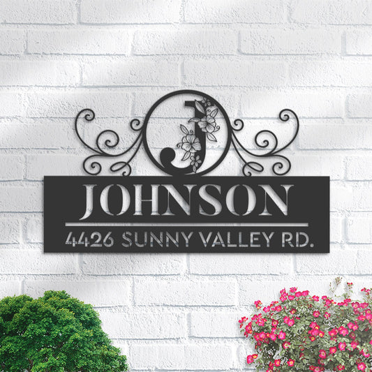 Personalized Monogram Letters family name Metal Address Sign House number Hanging Address Plaque Yard Sign Outdoor decor Garden Stake S46