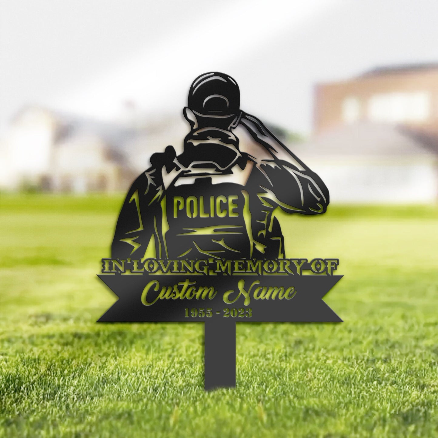 Personalized Policeman police officer Memorial Stake, Metal Stake, Sympathy Sign, Grave Marker, Remembrance Stake