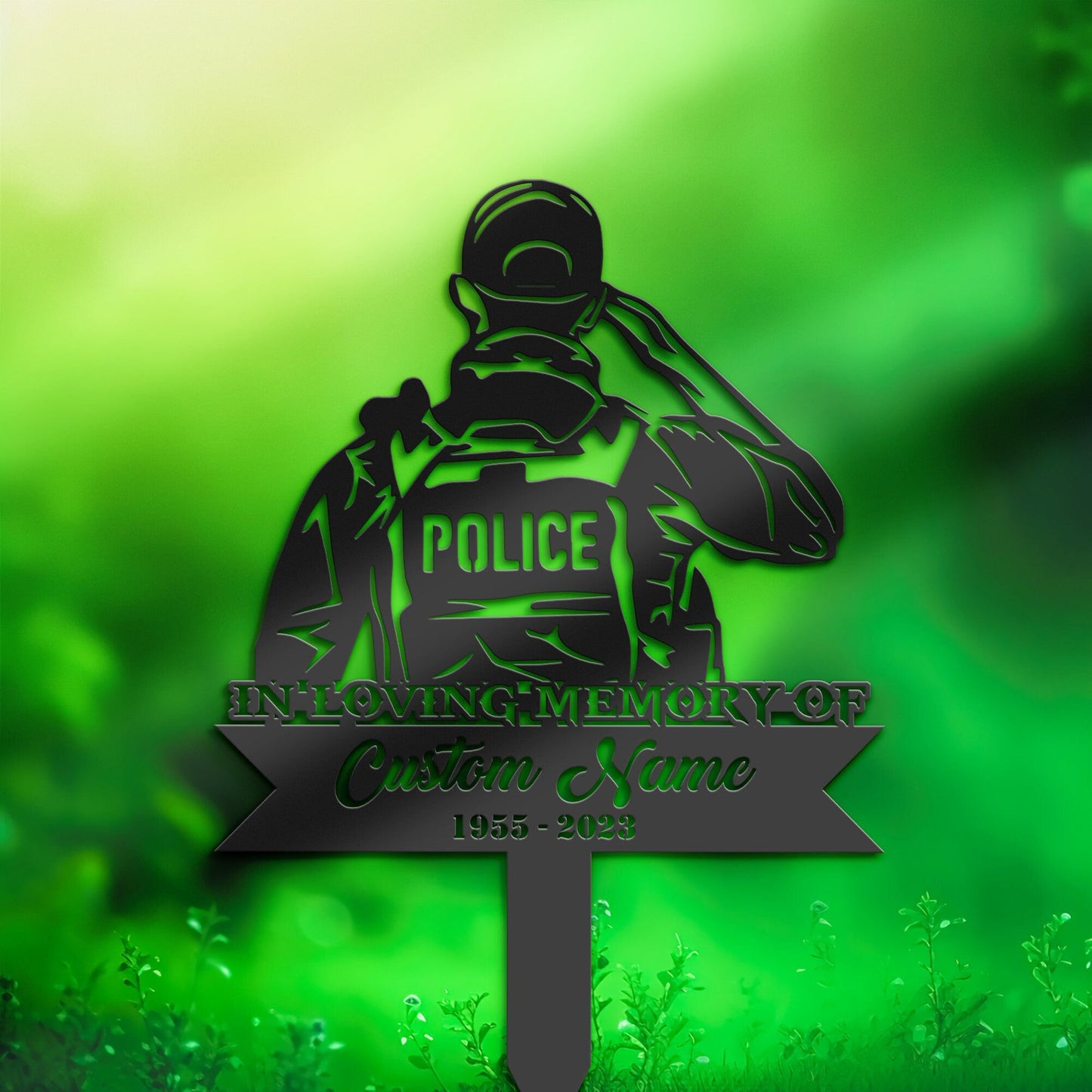 Personalized Policeman police officer Memorial Stake, Metal Stake, Sympathy Sign, Grave Marker, Remembrance Stake