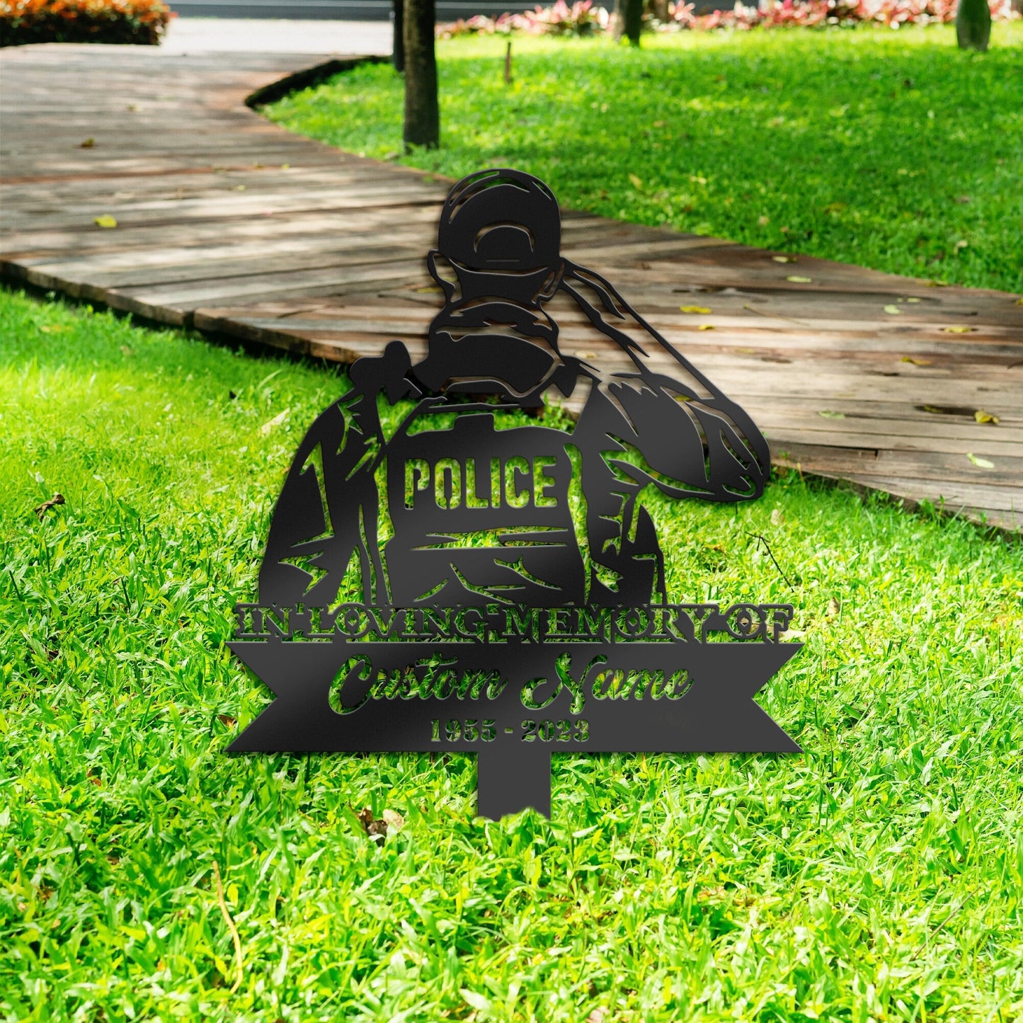 Personalized Policeman police officer Memorial Stake, Metal Stake, Sympathy Sign, Grave Marker, Remembrance Stake