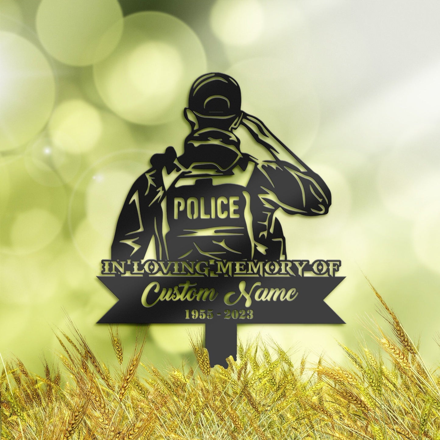 Personalized Policeman police officer Memorial Stake, Metal Stake, Sympathy Sign, Grave Marker, Remembrance Stake