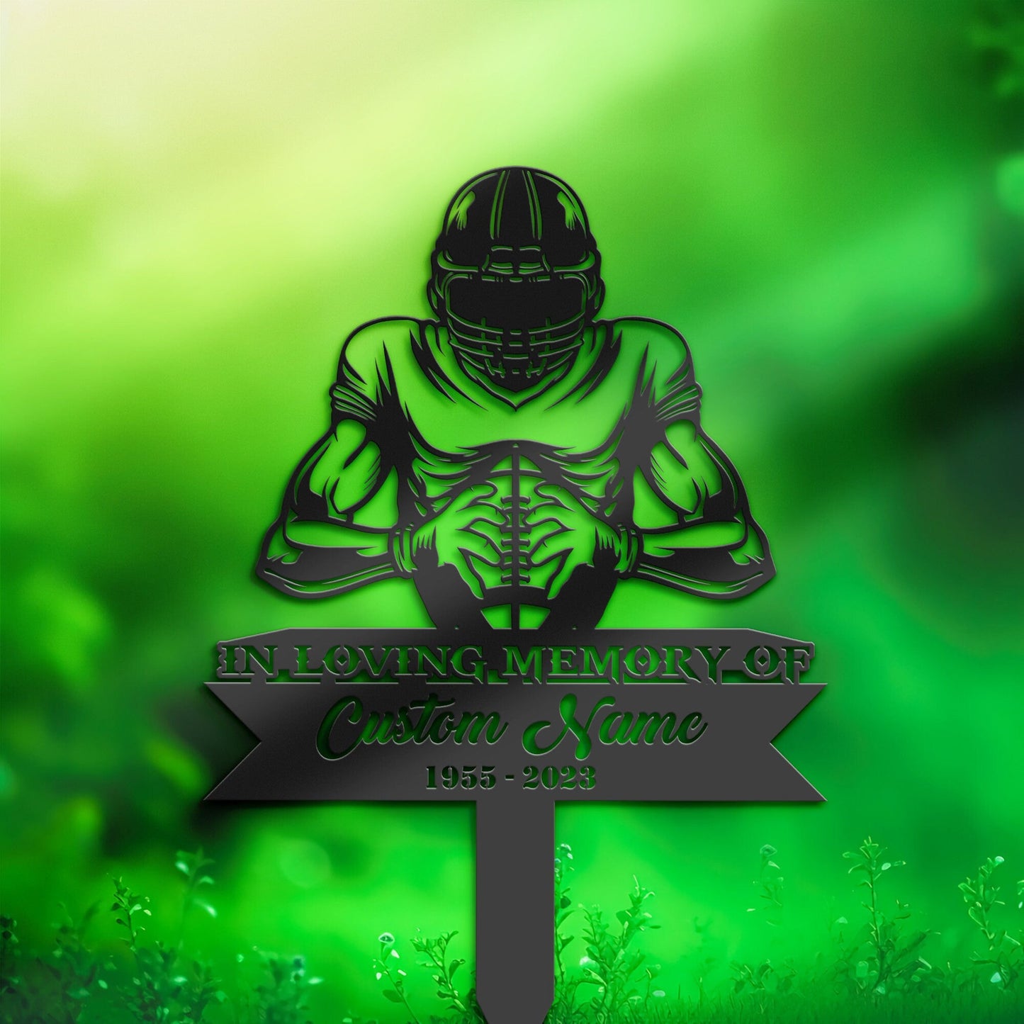 Personalized Football player Memorial Stake, Metal Stake, Sympathy Sign, Grave Marker, Remembrance Stake