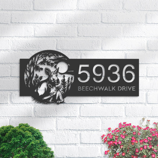 Personalized Moose with a calf Wild animal wildlife Metal Address Sign | Hanging Address Plaque | Yard Sign, Outdoor Sign | Garden Stake